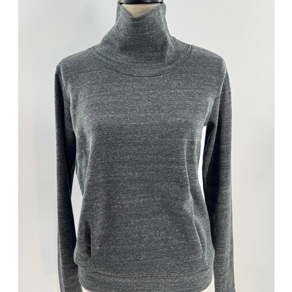 Alo Yoga Charcoal Gray Black Mock Neck Pullover Sweatshirt S - Picture 1 of 11